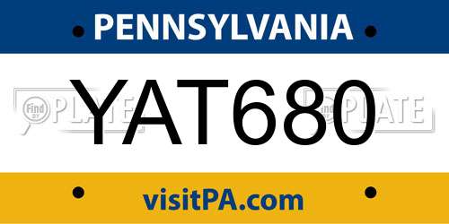 YAT680 Pennsylvania License Plate