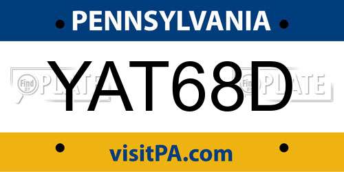 YAT68D Pennsylvania License Plate
