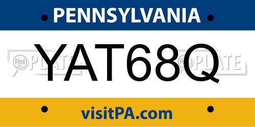 YAT68Q Pennsylvania License Plate
