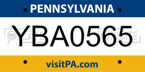 YBA0565 Pennsylvania License Plate