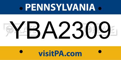 YBA2309 Pennsylvania License Plate