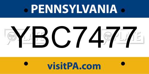 YBC7477 Pennsylvania License Plate