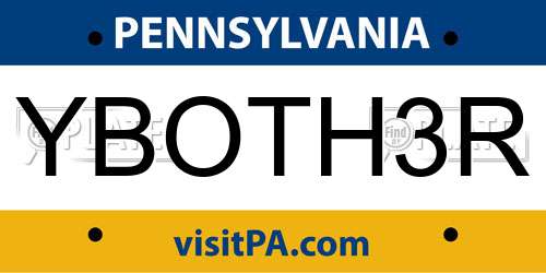 YBOTH3R Pennsylvania License Plate