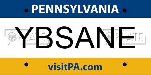 YBSANE Pennsylvania License Plate