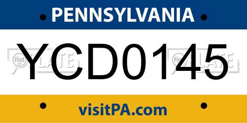 YCD0145 Pennsylvania License Plate