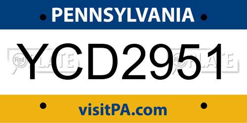 YCD2951 Pennsylvania License Plate