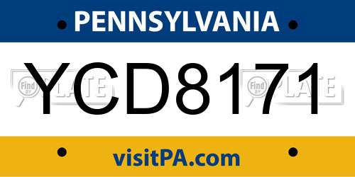 YCD8171 Pennsylvania License Plate