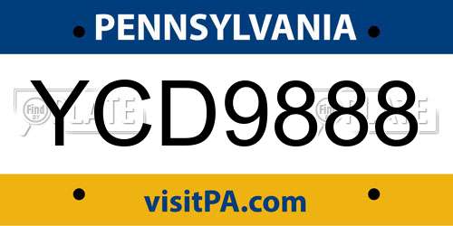 YCD9888 Pennsylvania License Plate