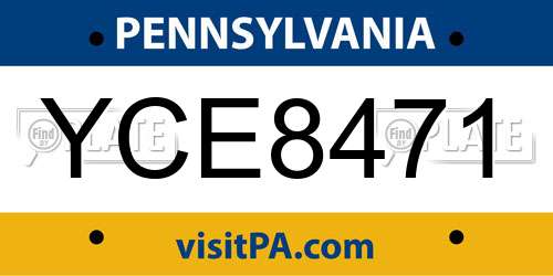 YCE8471 Pennsylvania License Plate