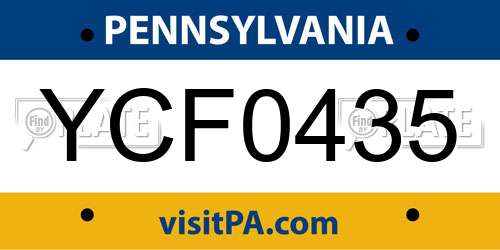 YCF0435 Pennsylvania License Plate