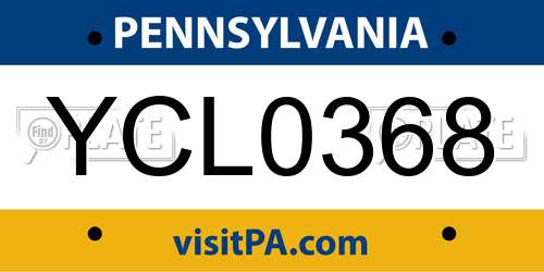 YCL0368 Pennsylvania License Plate