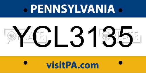YCL3135 Pennsylvania License Plate