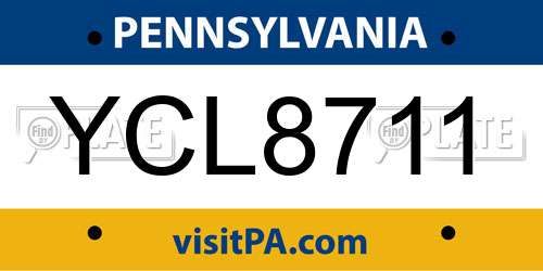 YCL8711 Pennsylvania License Plate