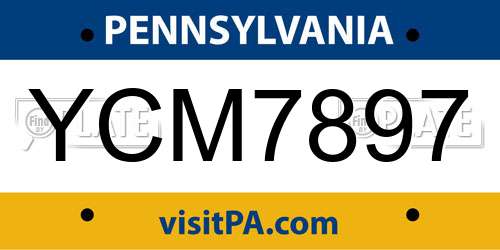 YCM7897 Pennsylvania License Plate