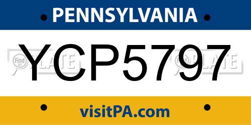 YCP5797 Pennsylvania License Plate