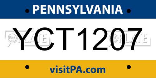YCT1207 Pennsylvania License Plate