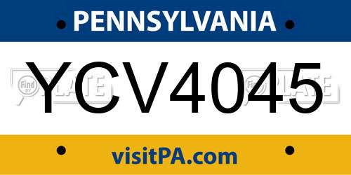 YCV4045 Pennsylvania License Plate
