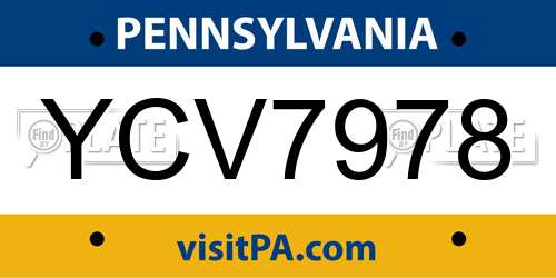 YCV7978 Pennsylvania License Plate