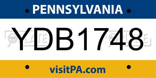 YDB1748 Pennsylvania License Plate