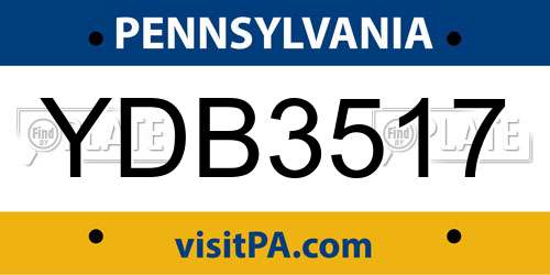 YDB3517 Pennsylvania License Plate