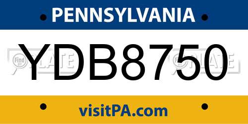 YDB8750 Pennsylvania License Plate