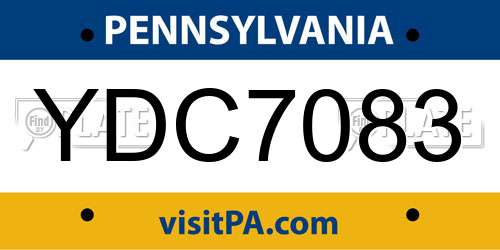 YDC7083 Pennsylvania License Plate