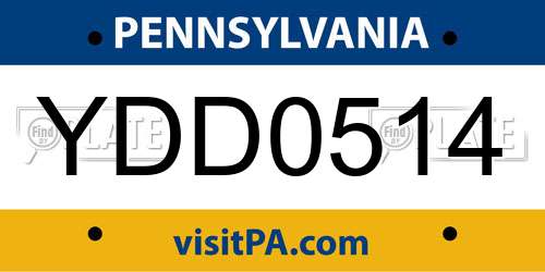 YDD0514 Pennsylvania License Plate