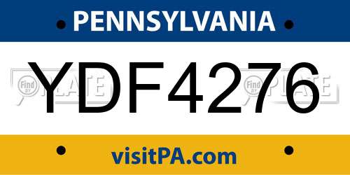YDF4276 Pennsylvania License Plate