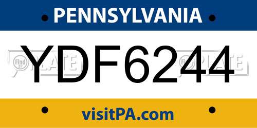 YDF6244 Pennsylvania License Plate