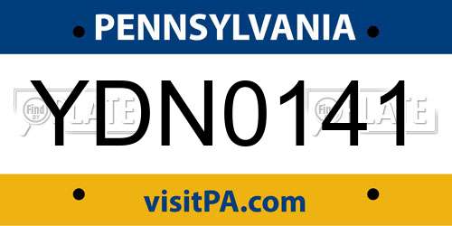 YDN0141 Pennsylvania License Plate