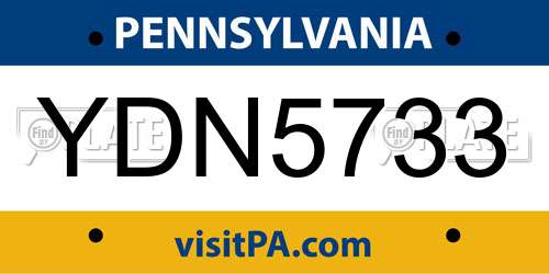 YDN5733 Pennsylvania License Plate