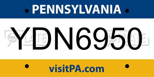 YDN6950 Pennsylvania License Plate