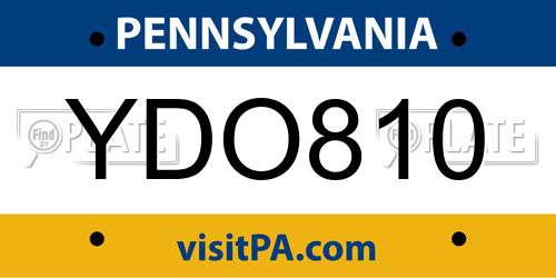 YDO810 Pennsylvania License Plate