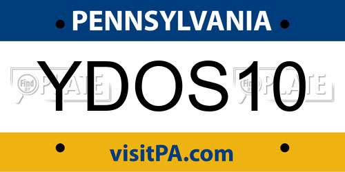 YDOS10 Pennsylvania License Plate