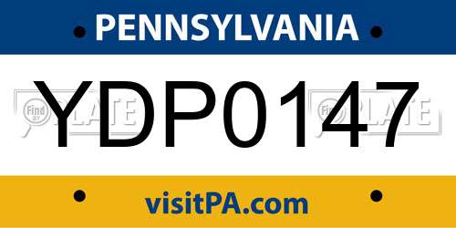 YDP0147 Pennsylvania License Plate