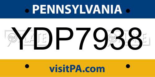 YDP7938 Pennsylvania License Plate
