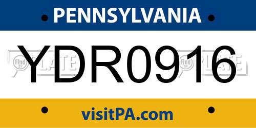 YDR0916 Pennsylvania License Plate