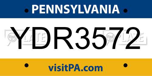 YDR3572 Pennsylvania License Plate