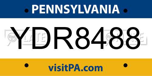 YDR8488 Pennsylvania License Plate