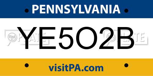YE5O2B Pennsylvania License Plate