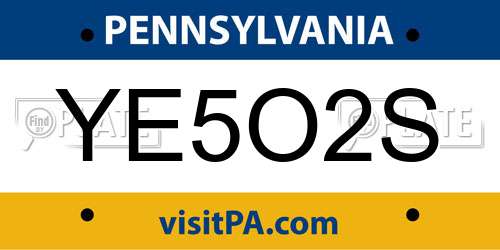 YE5O2S Pennsylvania License Plate