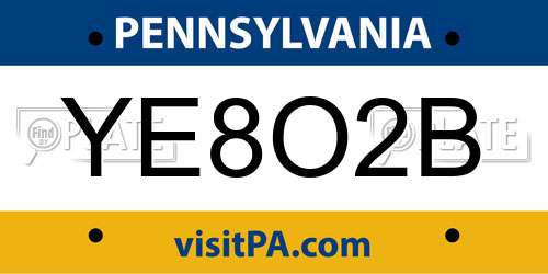 YE8O2B Pennsylvania License Plate