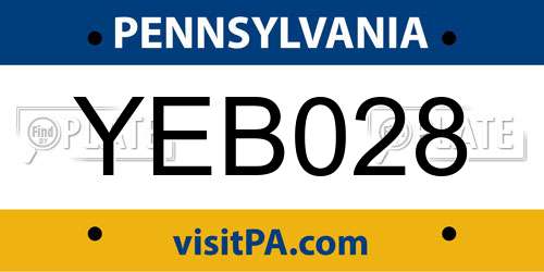 YEB028 Pennsylvania License Plate