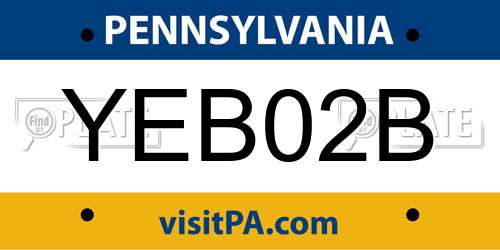 YEB02B Pennsylvania License Plate