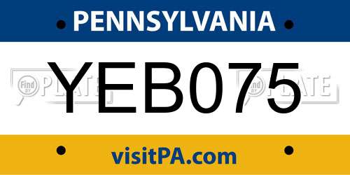 YEB075 Pennsylvania License Plate