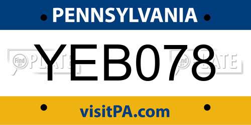 YEB078 Pennsylvania License Plate