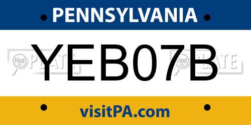 YEB07B Pennsylvania License Plate