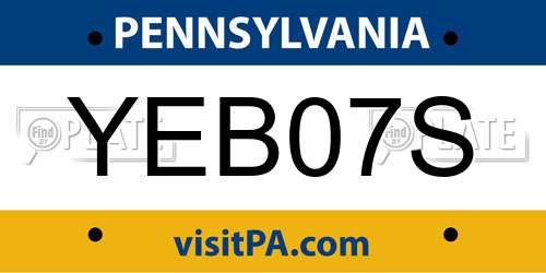 YEB07S Pennsylvania License Plate
