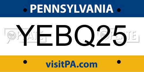 YEBQ25 Pennsylvania License Plate