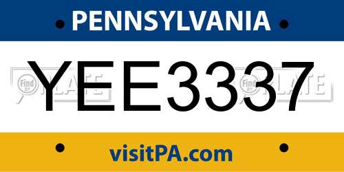 YEE3337 Pennsylvania License Plate